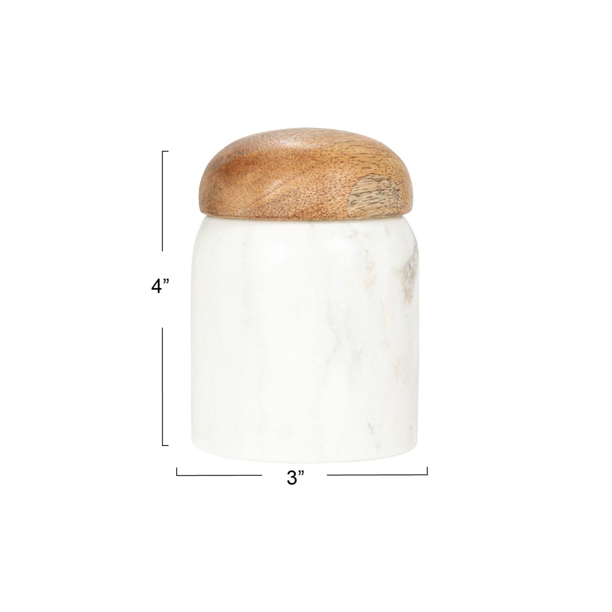 Hello Honey® 4" White Marble & Mango Wood Pinch Pot with Lid
